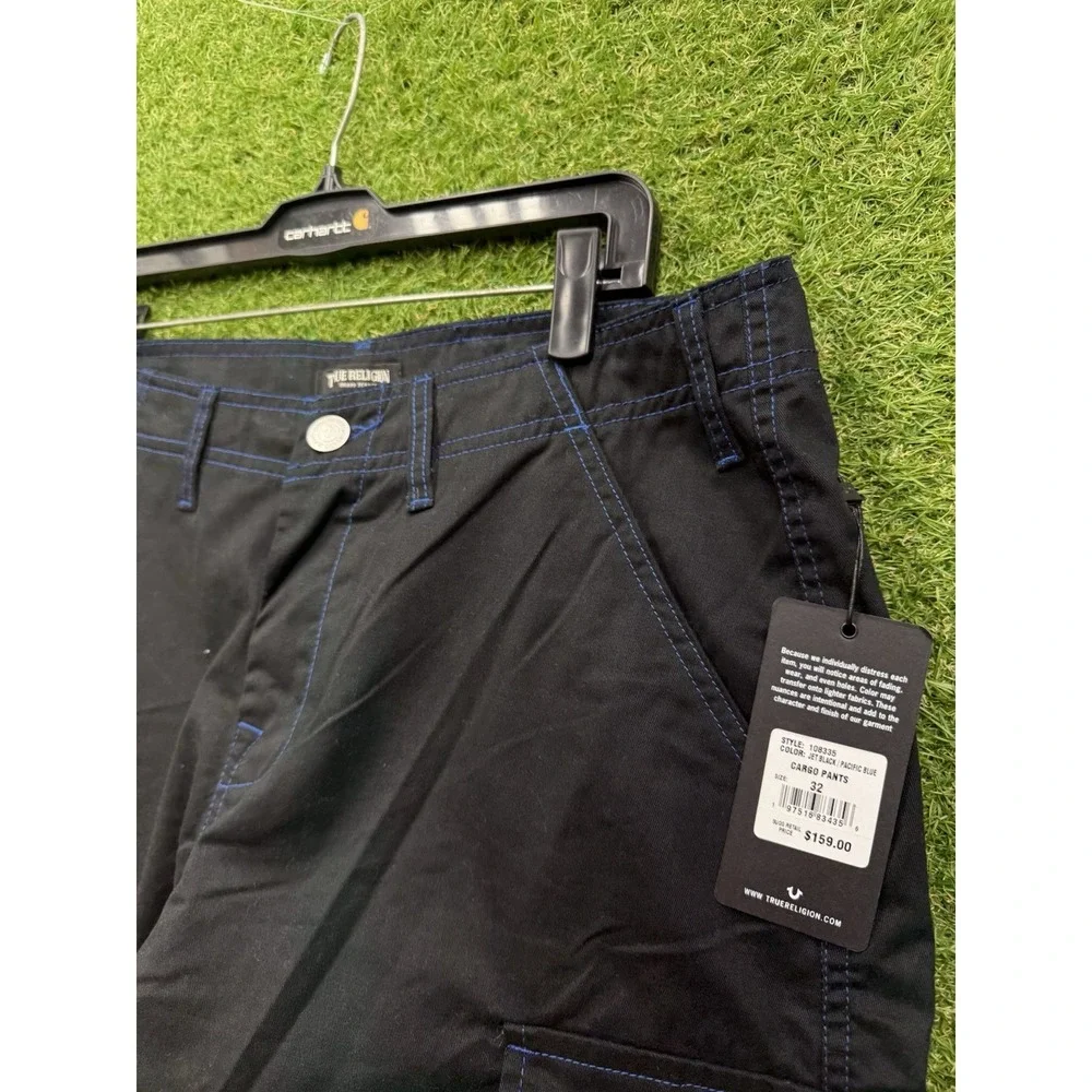 True Religion Cargo Pants Mens 32 Jet Black Baggy Skater Grunge 108335 NWT
